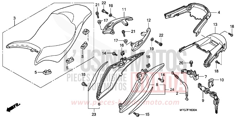 SITZ/WINDLAUF, HINTEN von Hornet ABS CANDY XENON BLUE (PB324) von 2007